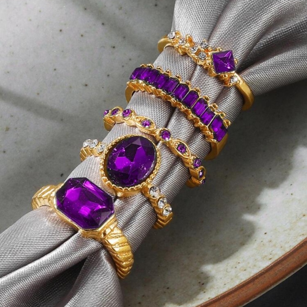 5pcs/set Rhinestone Decor Ring - Picture 2 of 3